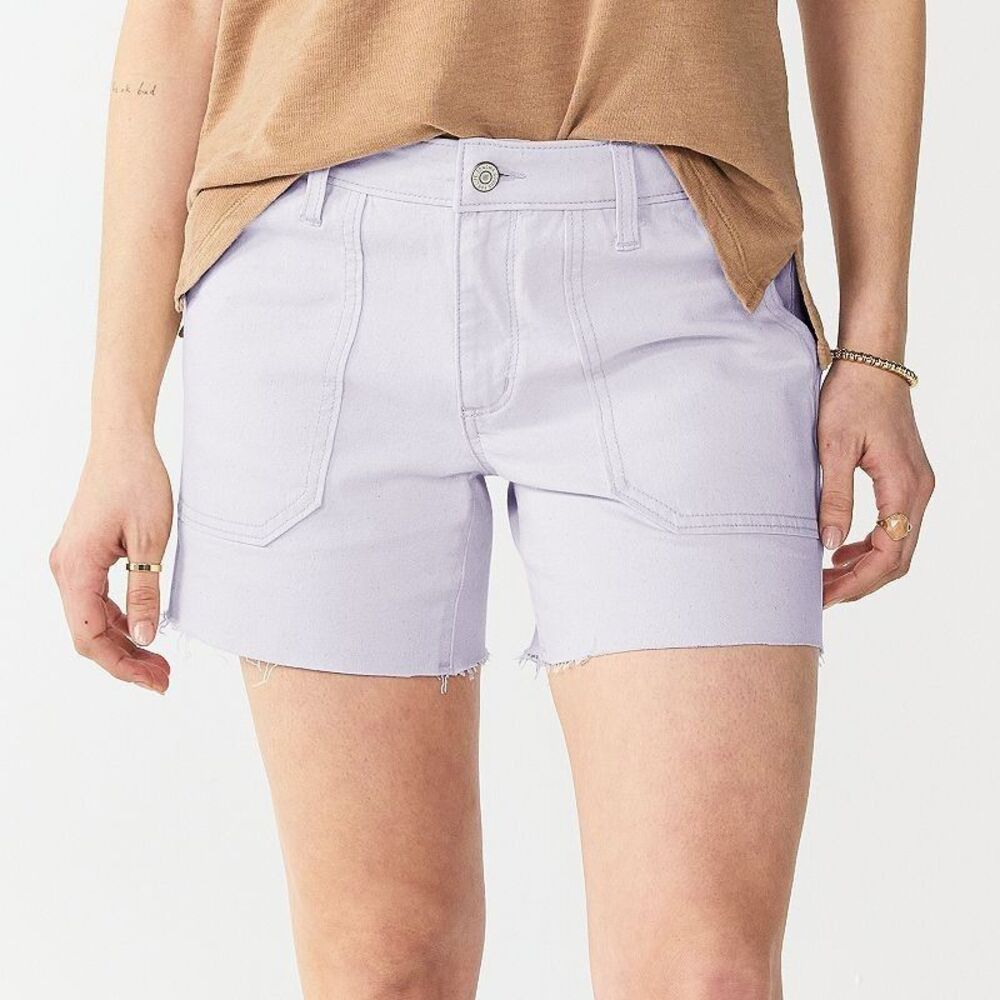 Sonoma High Rise Denim Shorts Womens 4 Lavender Purple Raw Hem Stretch NEW
